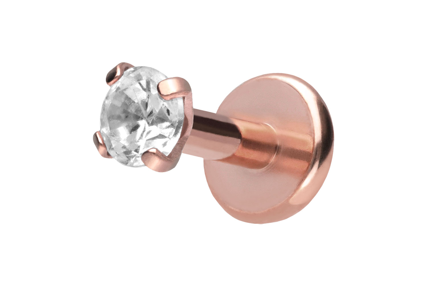Titan Labret Piercing mit Push Fit EINGEFASSTER KRISTALL